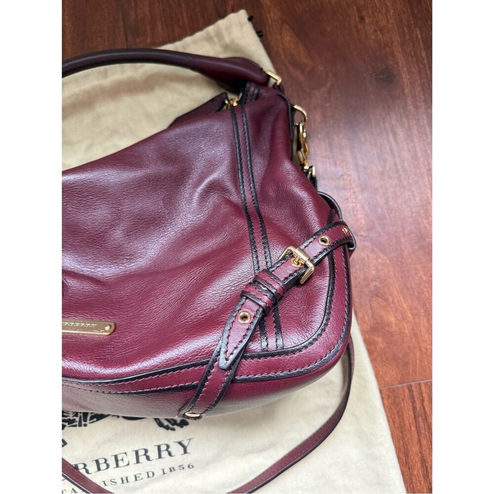 Burberry 2013 Trench Leather Ledbury Convertible Hobo Shoulder Handbag Blood Red - Picture 3 of 12